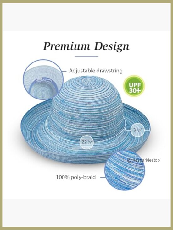 UPF 30+ Sun Hat, Packable, Adjustable, Wide Brim, Polyester Braid main image 5